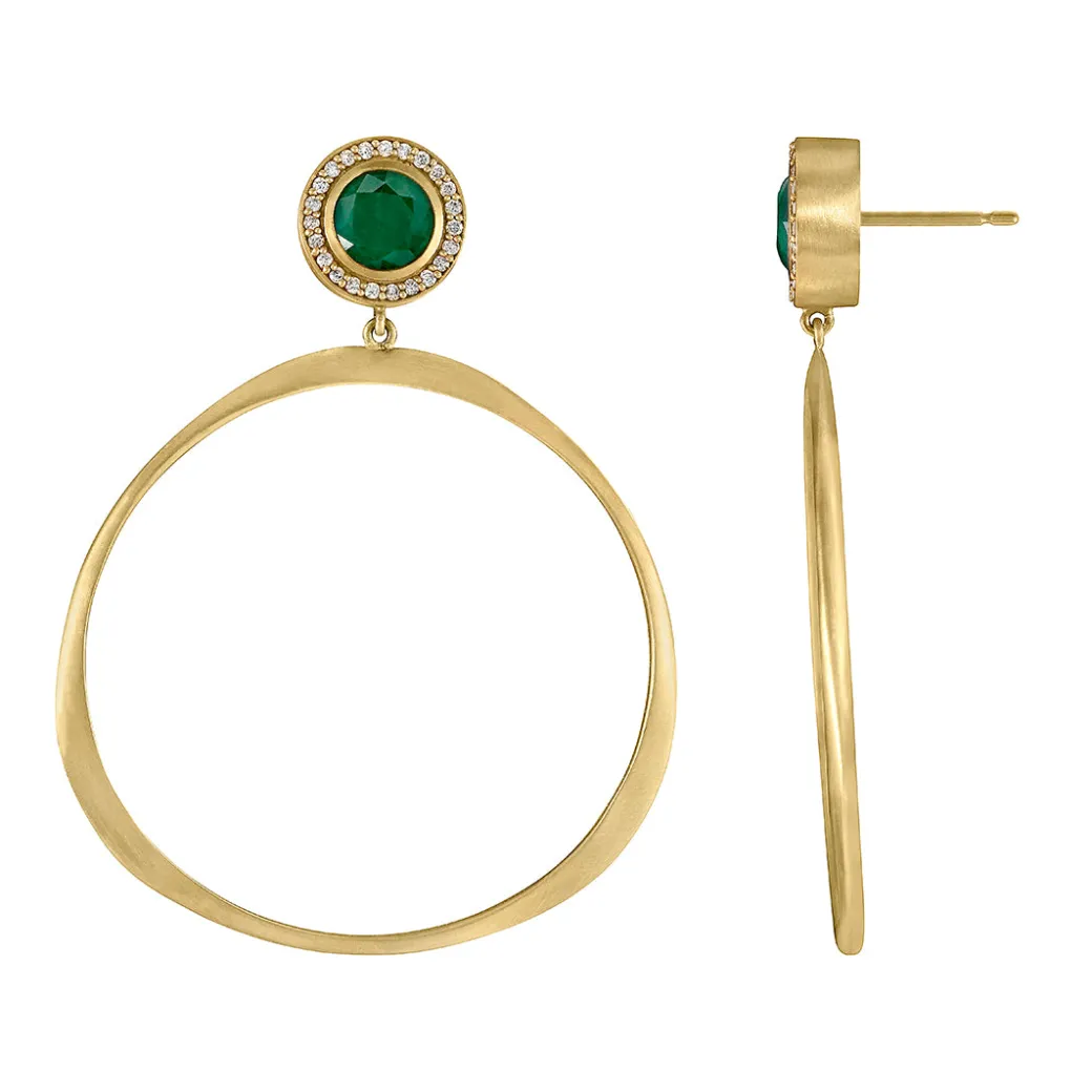 Sandy Leong Oversized Origin Hoops with Emerald and Diamond Studs Outlet